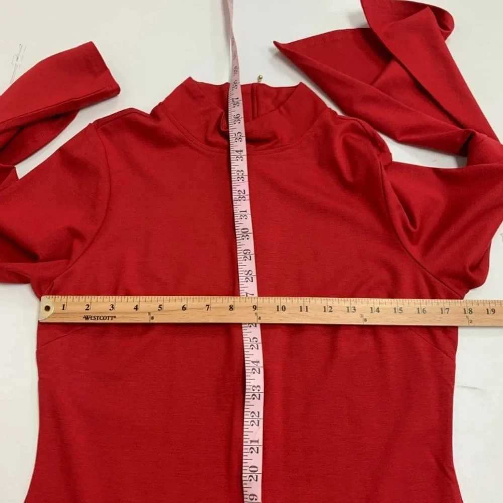 Venus Long Bell Sleeve Mock Neck‎ Zip Back Bodycon Sheath Dress Size Large